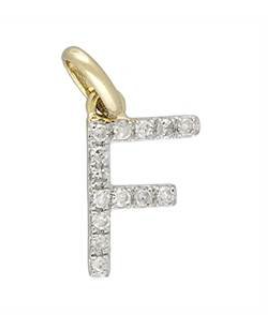 14K Yellow Gold Natural Diamond Letter F Pendant