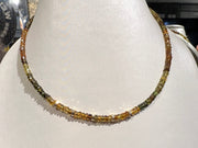 14K Yellow Gold Autumn Tourmaline Beaded Necklace