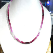 14K Yellow Gold Ombre Ruby Beaded Necklace
