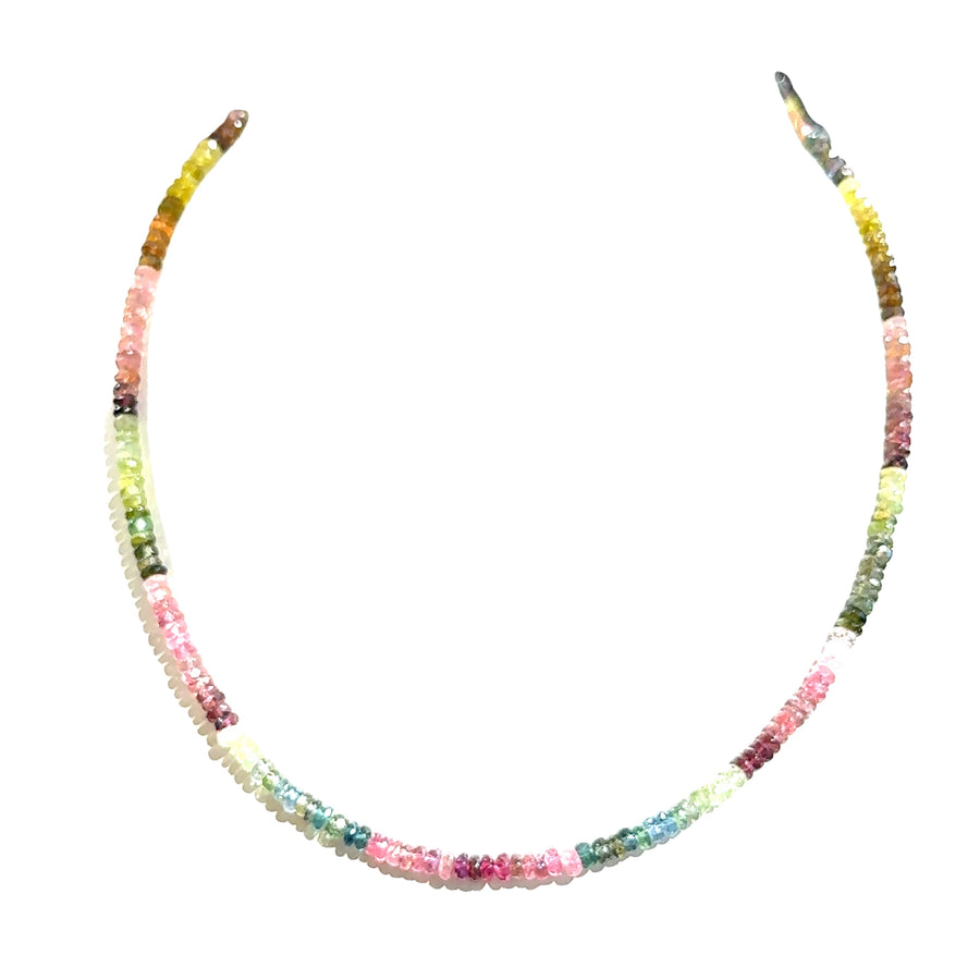 14K Yellow Gold Springtime Tourmaline Beaded Necklace