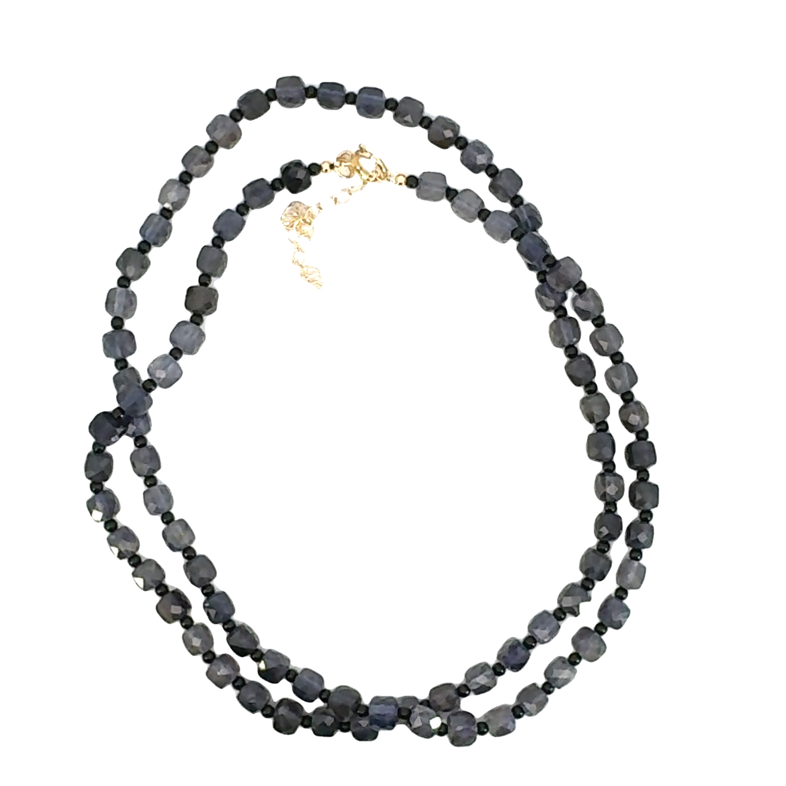 Iolite and Agate Necklace on a white background