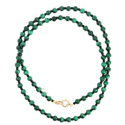 14K Yellow Gold Malachite & Black Agate Beaded Necklace