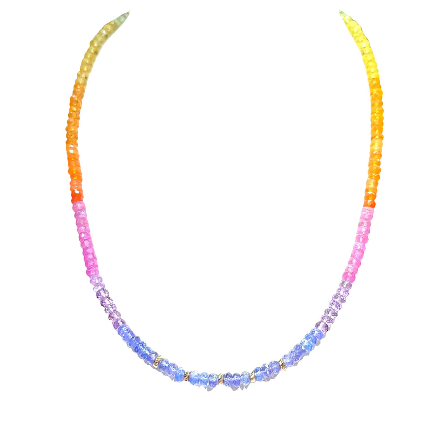 14K Yellow Gold Unicorn Sunset Beaded Necklace