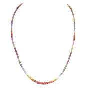 14K Yellow Gold Sunrise Rainbow Sapphire Gradient Beaded Necklace