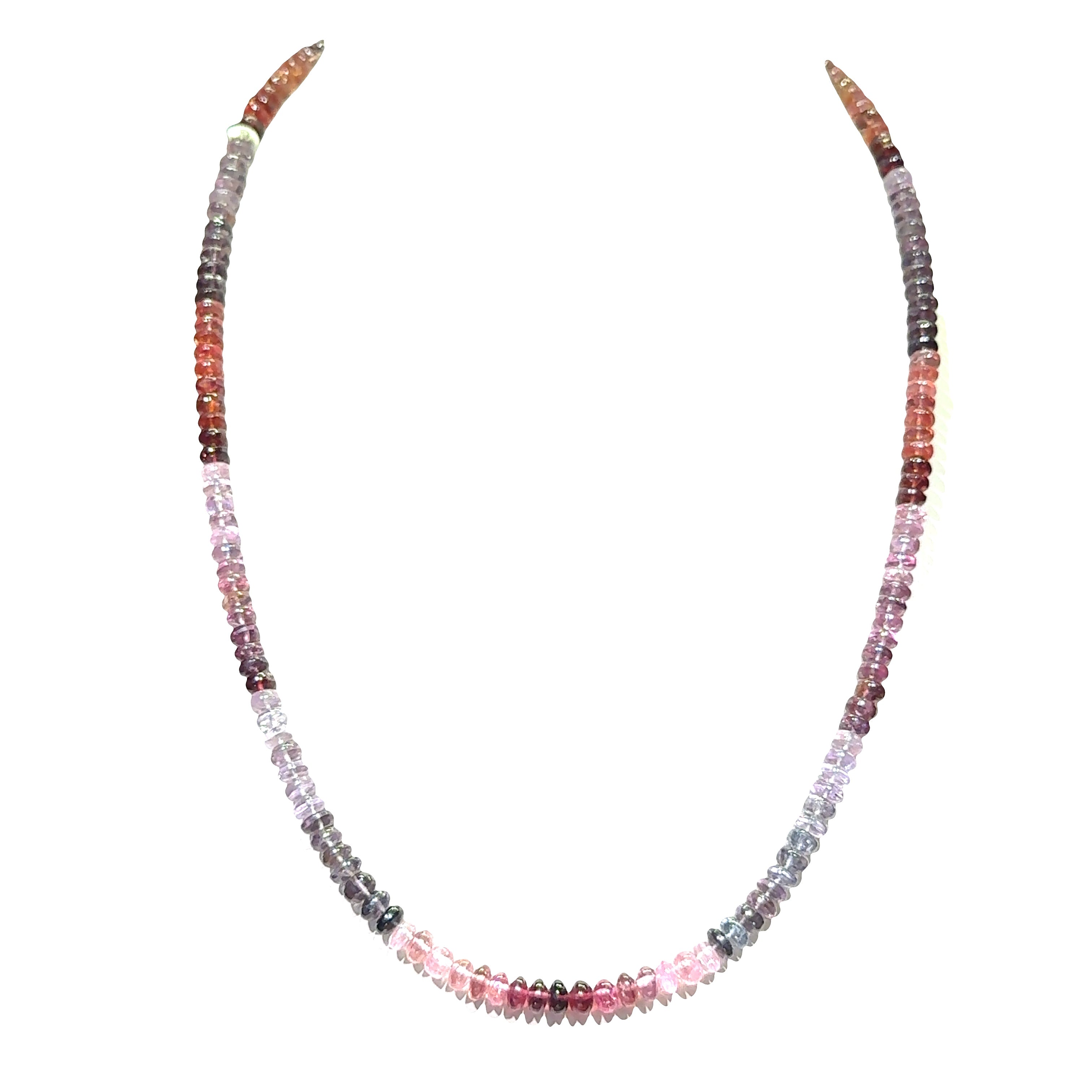 14K Yellow Multli color Spinel Round Beaded Necklace