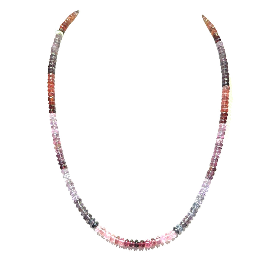 14K Yellow Multli color Spinel Round Beaded Necklace