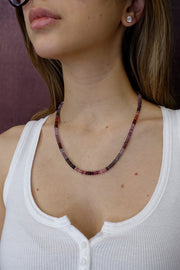 14K Yellow Multli color Spinel Round Beaded Necklace