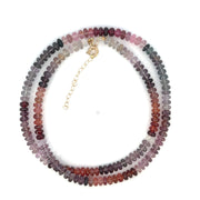 14K Yellow Multli color Spinel Round Beaded Necklace