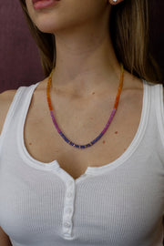 14K Yellow Gold Unicorn Sunset Beaded Necklace