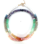 Rainbow Opal Necklace with white background