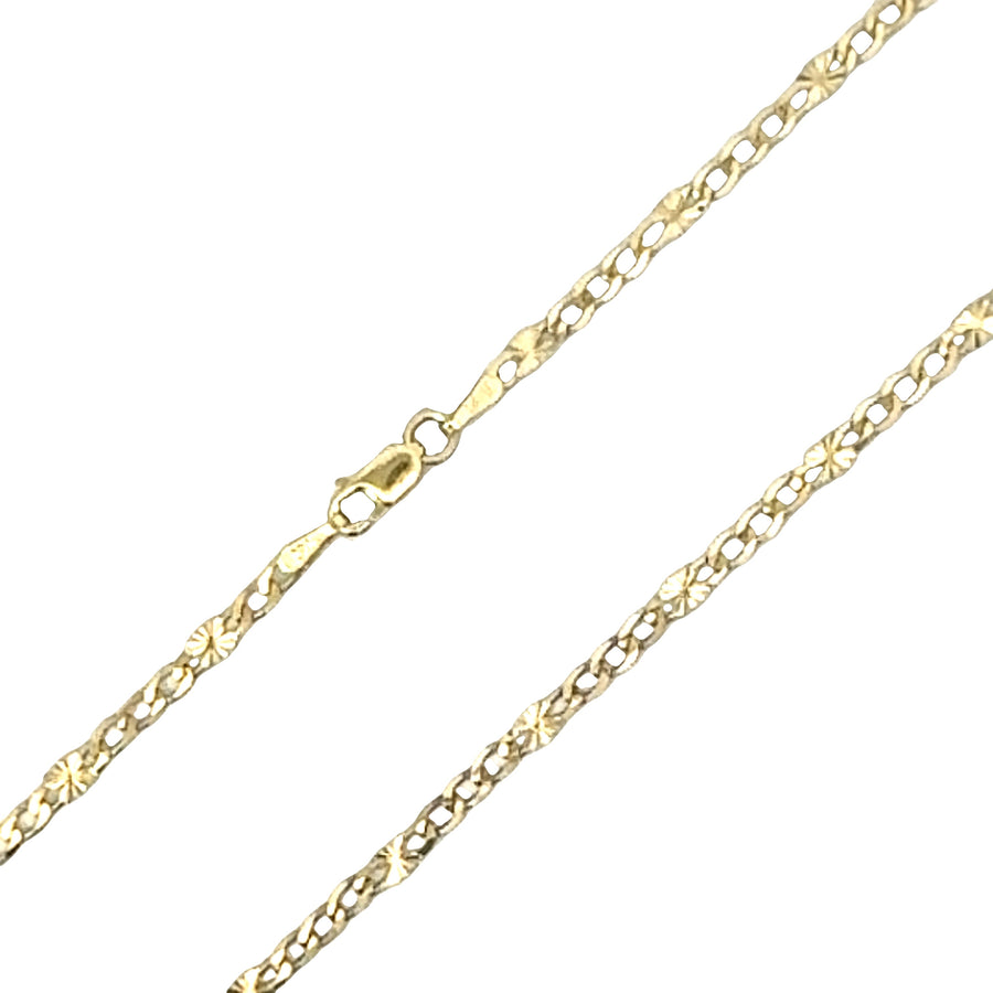 14K Yellow Gold Diamond Cut Star Cuban Chain