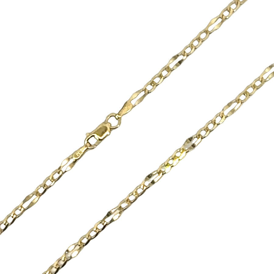 14K Yellow Gold Polished Stamped Figaro Chain