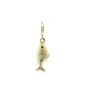Gold fish-shaped pendant on a white background