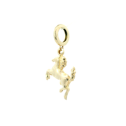 14K Yellow Gold Horse Rondelle Charm Pendant