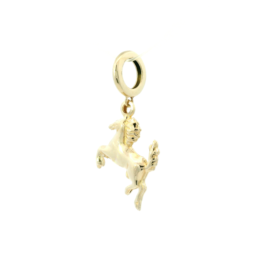 14K Yellow Gold Horse Rondelle Charm Pendant