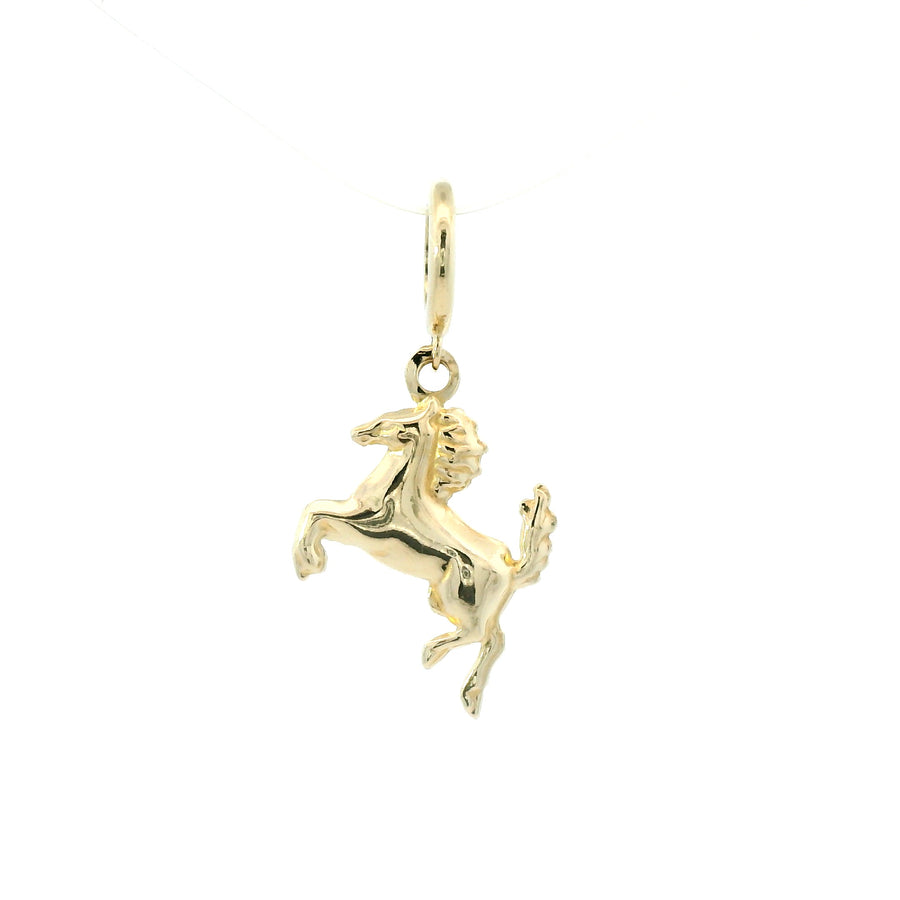 14K Yellow Gold Horse Rondelle Charm Pendant