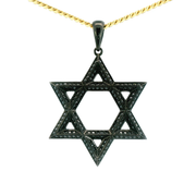 14K White Gold Black Ruthenium Plated Black Diamond Star of David 'Max' Pendant