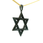 14K White Gold Black Ruthenium Plated Black Diamond Star of David 'Max' Pendant