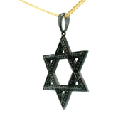 14K White Gold Black Ruthenium Plated Black Diamond Star of David 'Max' Pendant