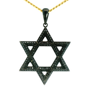 14K White Gold Black Ruthenium Plated Black Diamond Star of David 'Max' Pendant