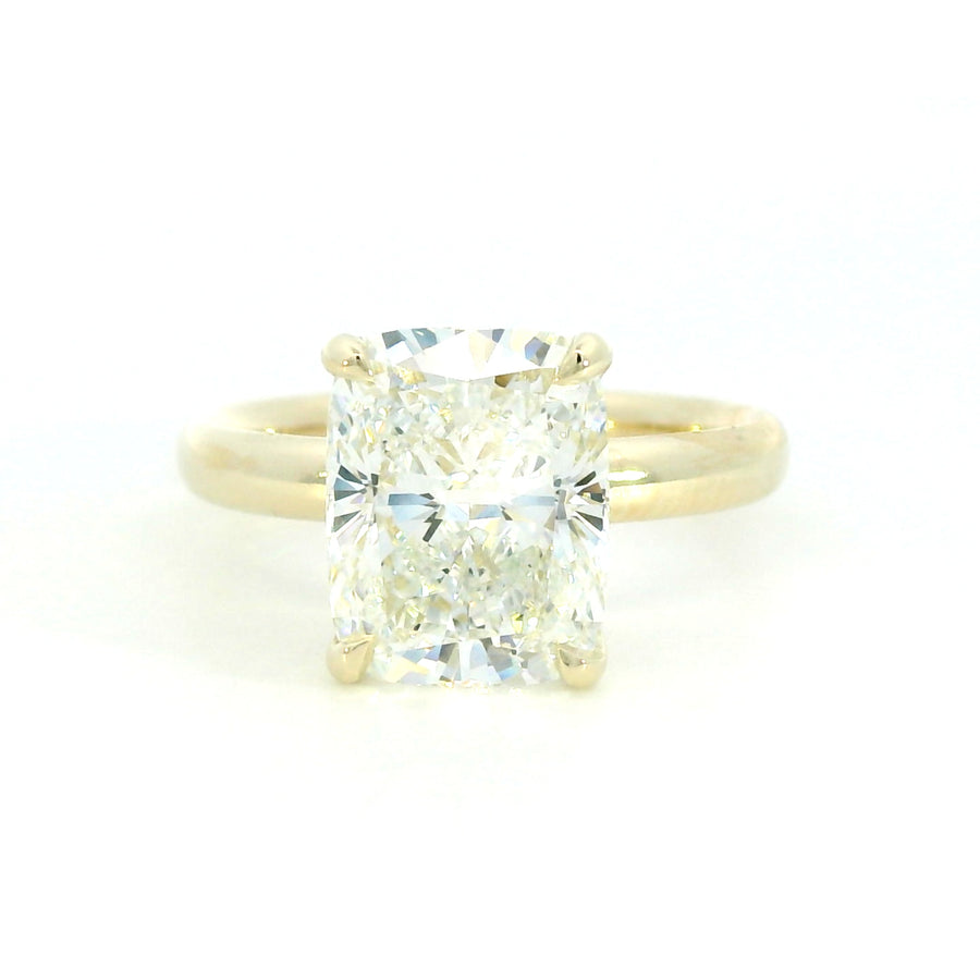 14K Yellow Gold Cushion Solitare Diamond Engagement Ring