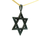 14K White Gold Black Ruthenium Plated Natural Black Diamond Star of David 'Max' Pendant