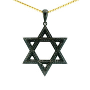 14K White Gold Black Ruthenium Plated Natural Black Diamond Star of David 'Max' Pendant