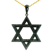 14K White Gold Black Ruthenium Plated Natural Black Diamond Star of David 'Max' Pendant