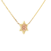14K Yellow Gold Star of David Seven Diamond Necklace