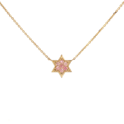 14K Yellow Gold Star of David Seven Diamond Necklace