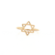 18K Yellow Gold Star of David Ring