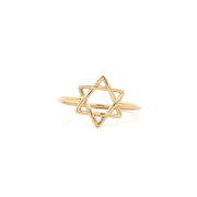 18K Yellow Gold Star of David Ring