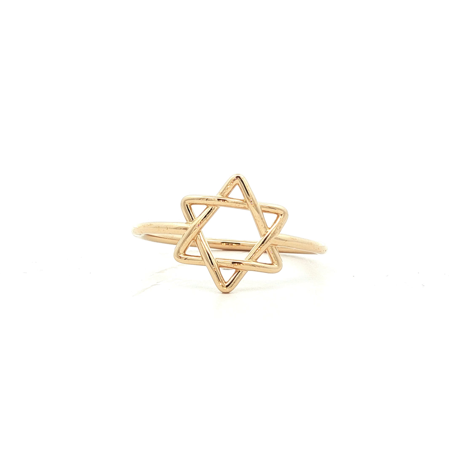 18K Yellow Gold Star of David Ring