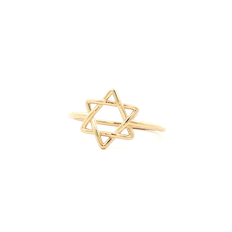 18K Yellow Gold Star of David Ring