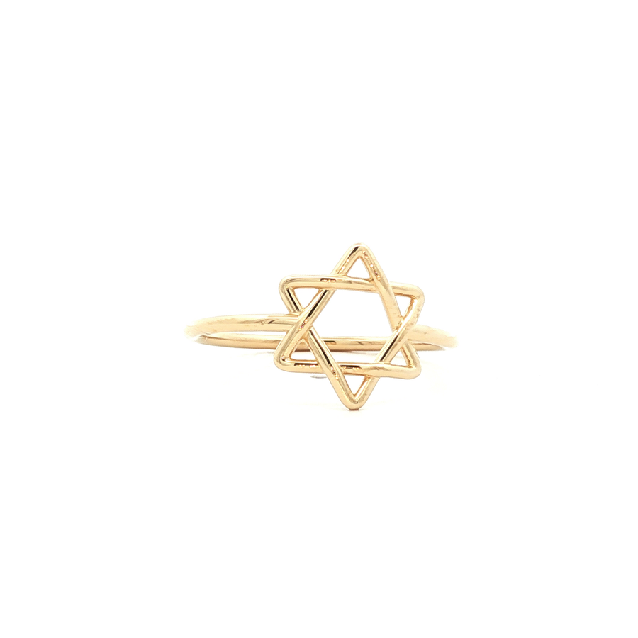 18K Yellow Gold Star of David Ring