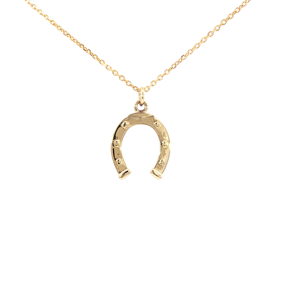 14K Yellow Gold Horseshoe Necklace