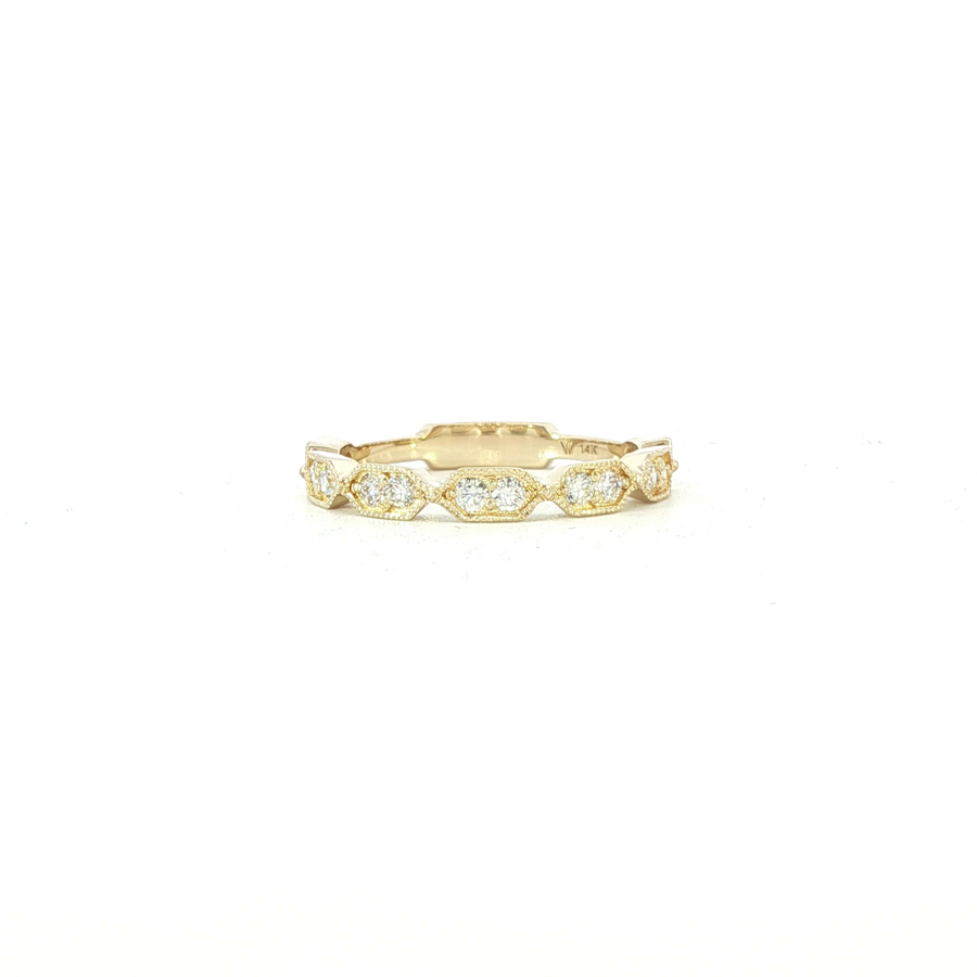 14K Yellow Gold Lab Diamond Victorian Sparkles Banner Band
