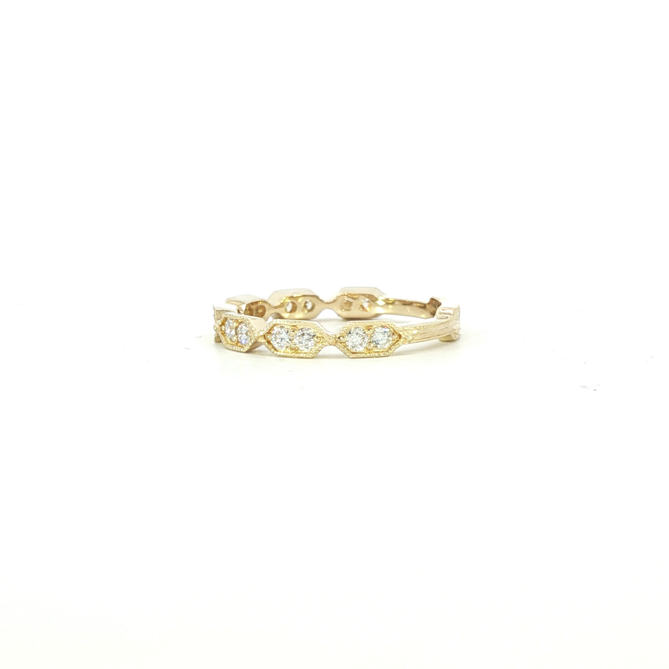 14K Yellow Gold Lab Diamond Victorian Sparkles Banner Band