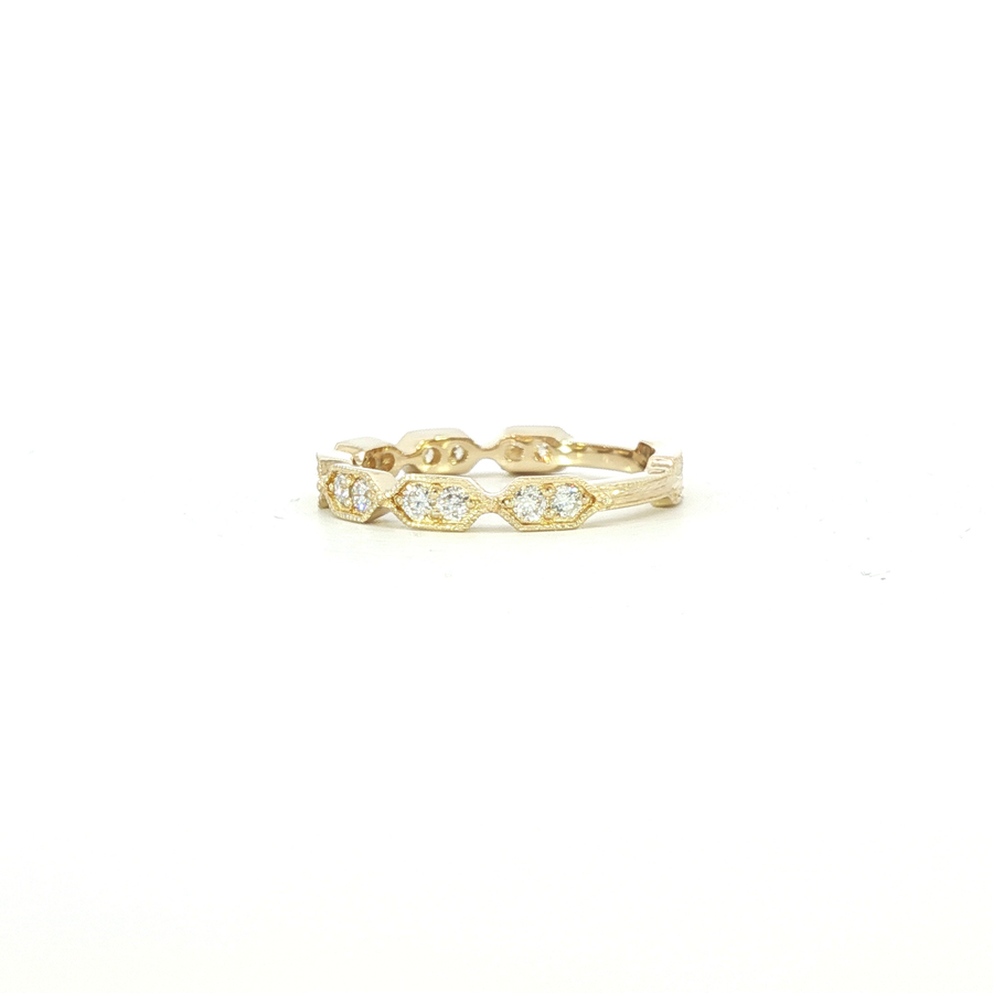 14K Yellow Gold Lab Diamond Victorian Sparkles Banner Band