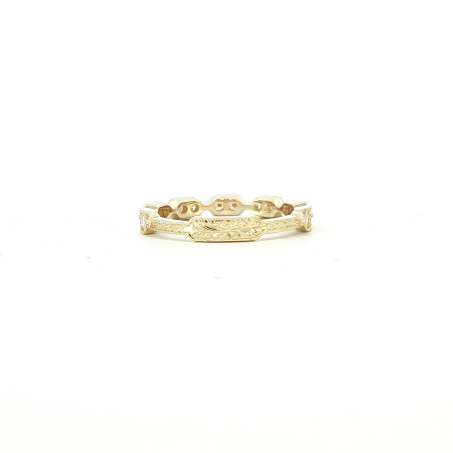 14K Yellow Gold Lab Diamond Victorian Sparkles Banner Band