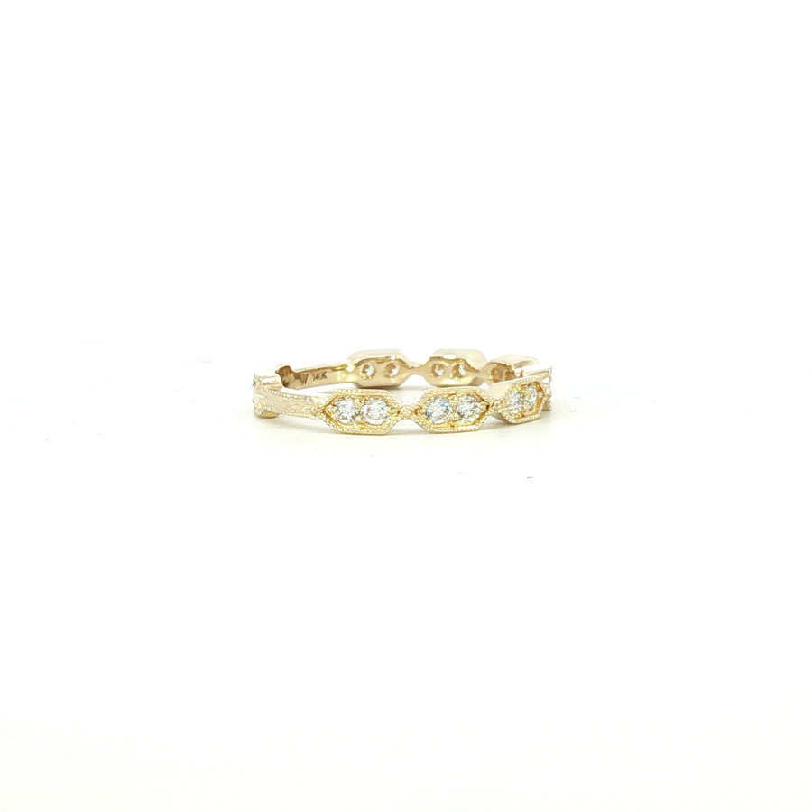 14K Yellow Gold Lab Diamond Victorian Sparkles Banner Band