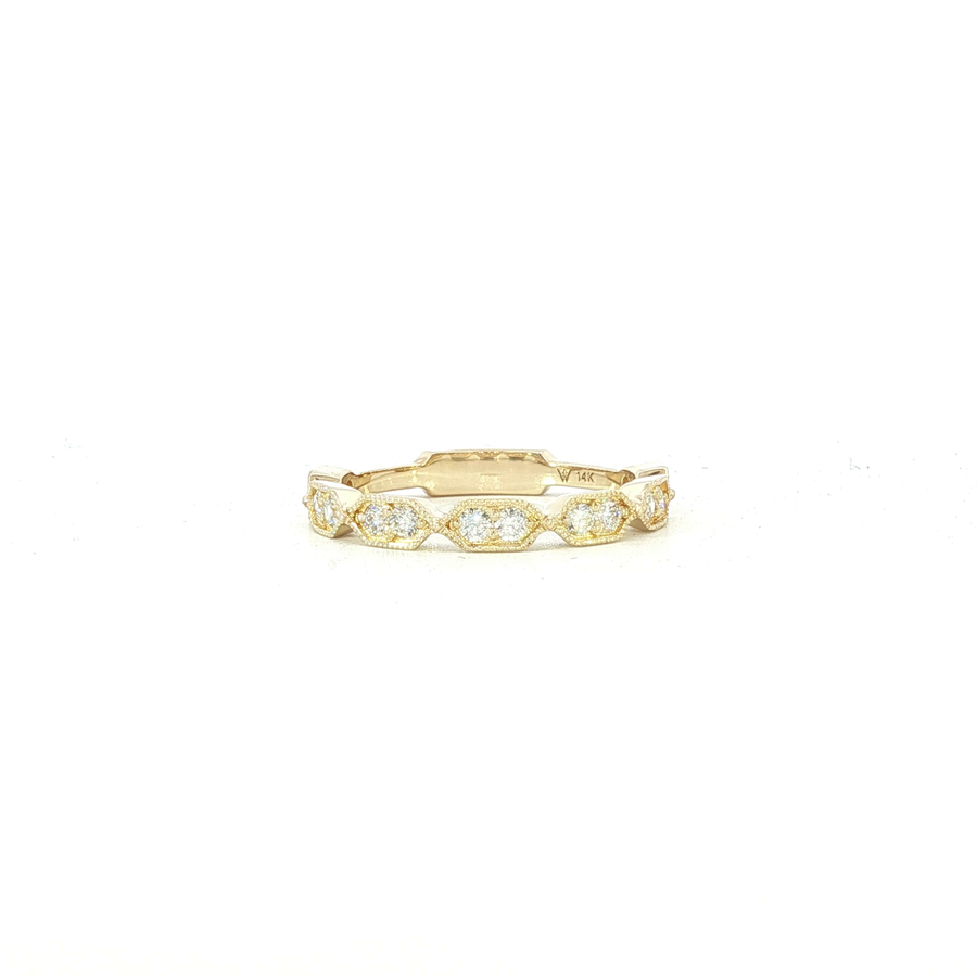 14K Yellow Gold Lab Diamond Victorian Sparkles Banner Band
