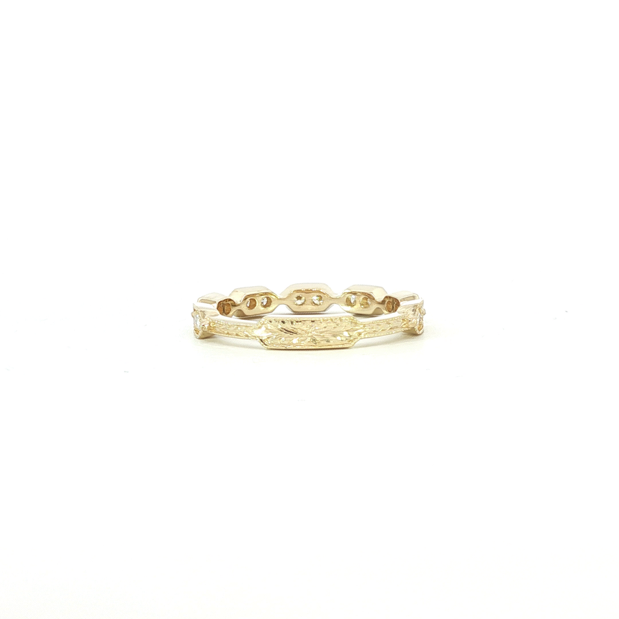 14K Yellow Gold Lab Diamond Victorian Sparkles Banner Band