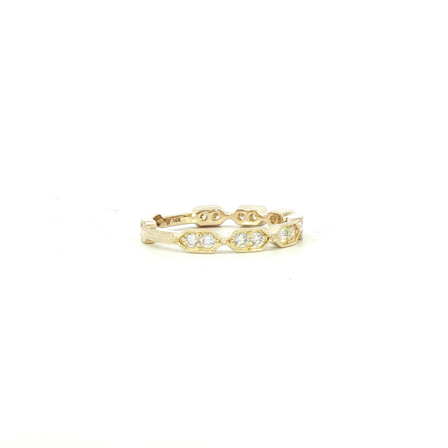 14K Yellow Gold Lab Diamond Victorian Sparkles Banner Band