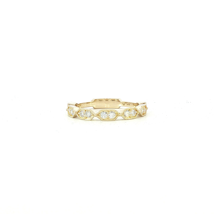 14K Yellow Gold Lab Diamond Victorian Sparkles Banner Band