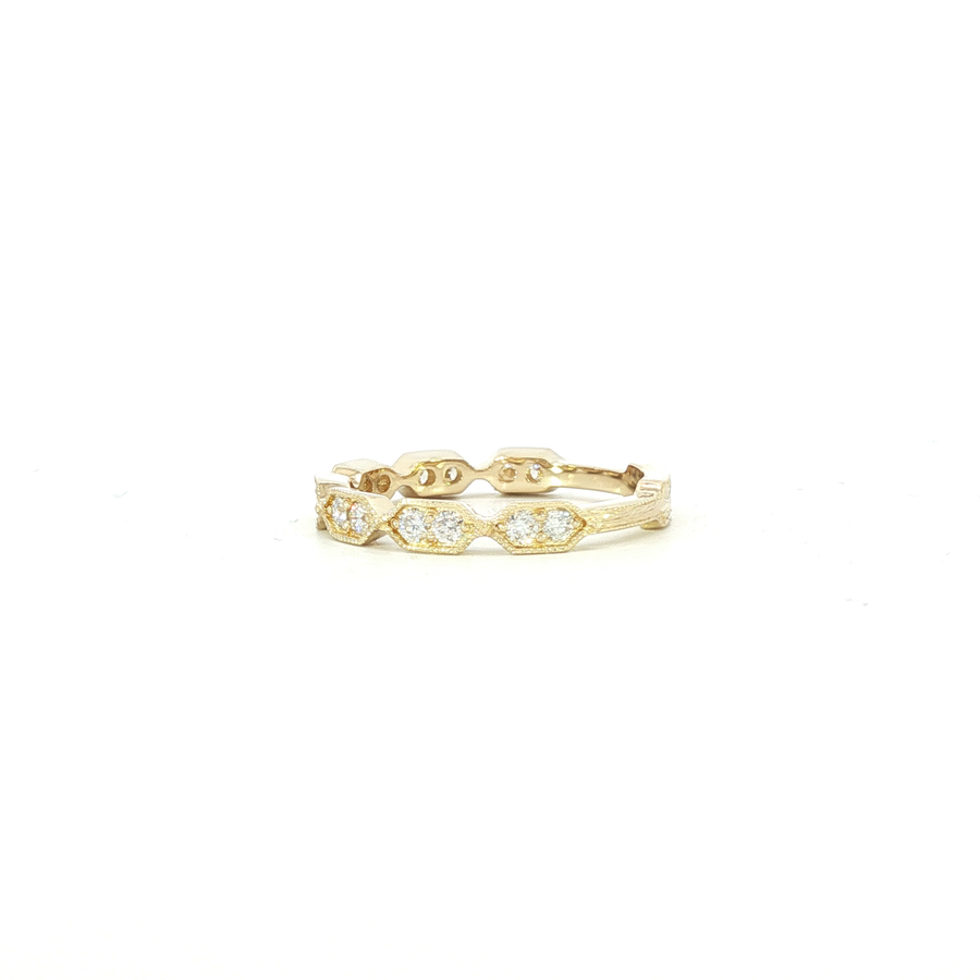 14K Yellow Gold Lab Diamond Victorian Sparkles Banner Band