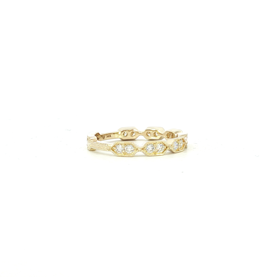 14K Yellow Gold Lab Diamond Victorian Sparkles Banner Band