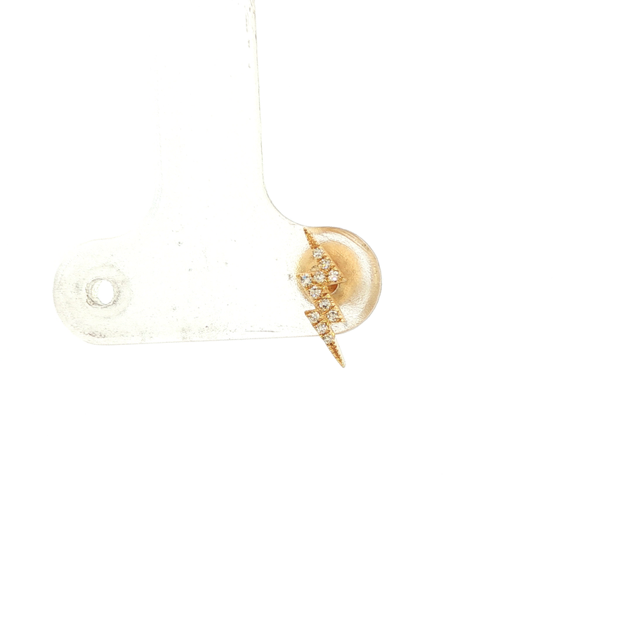 14K Yellow Gold Lighting Stud Natural Diamond Earring