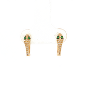 14K Yellow Gold Emerald and Natural Diamond Snake Huggies