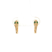 14K Yellow Gold Emerald and Natural Diamond Snake Huggies